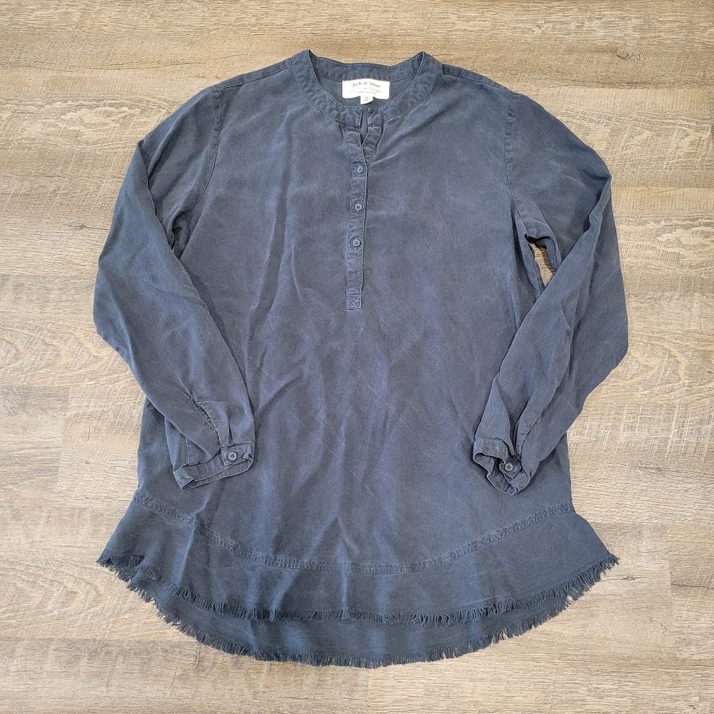 CLOTH & STONE | Anthropologie Long Sleeve Frayed Hem Blouse | Sz. L